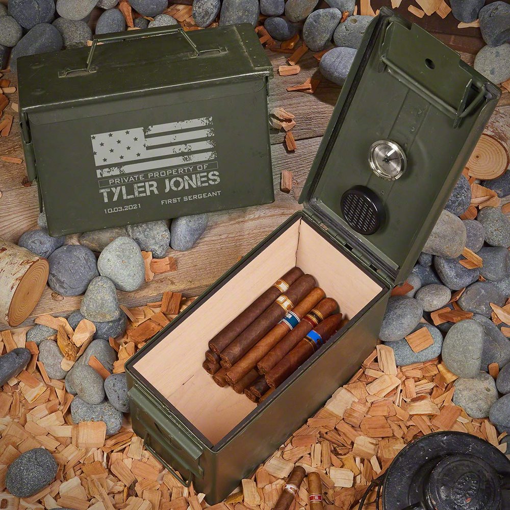 American Heroes Personalized 50 Cal Cigar Humidor