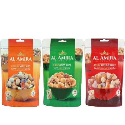 Al Amira Nuts - Mixed Nuts Combo (Regular, Super, Deluxe), 300g x 3