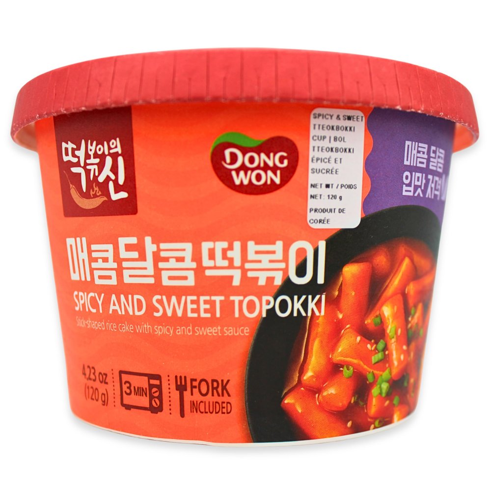 Korean Dongwon Instant Hot Spicy Rice Cake Cup Topokki 2 Pack (Spicy & Sweet)