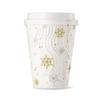 [100 SET]Harvest Pack 12 oz Christmas Coffee Cups with Lids, White Snowflake Winter Disposable Paper Cups, Insulated Ripple Wall Hot Cups, XMAS Gold and Silver Foil, Hot Chocolate To go view 1
