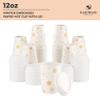 [100 SET]Harvest Pack 12 oz Christmas Coffee Cups with Lids, White Snowflake Winter Disposable Paper Cups, Insulated Ripple Wall Hot Cups, XMAS Gold and Silver Foil, Hot Chocolate To go view 2