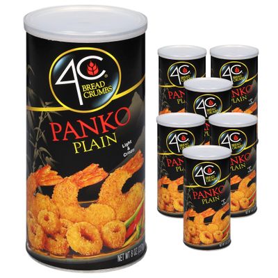 4C Premium Bread Crumbs, Panko Plain 8 Ounce 6 Pack, Regular & Gluten Free, Flavorful Crispy Crunchy, Value Pack