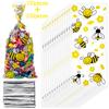 100 Pieces Honey Bee Cellophane Plastic Candy Bags Bee Party Bags Treat with 200 Pieces Twist Ties Gift for What Will it Be Gender Reveal Party Supplies view 1