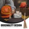 EXCEART Mini Broom Witch Accessory 3.74 Inch Straw Broomstick with Red Hanging Rope for Halloween Party Decoration and Costume Prop view 3