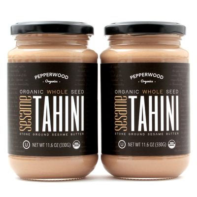 Organic Whole Sesame Tahini Paste - Unhulled & Stone-Ground - Silky Smooth Texture in Hummus, Dips, Dressings - Unsalted, Nut-Free, Kosher, Paleo, Keto 11.6 oz Glass Jar (2-Pack) Pepperwood Organics