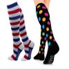 Go2Socks Go2 Compression Socks for Men Women Nurses Runners| Medium Compression Stockings (Black Polka/Stripe 2 Pair, Small) view 1