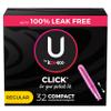 U by Kotex Click Compact Tampons, Regular Absorbency, Unscented, 32 Count view 1