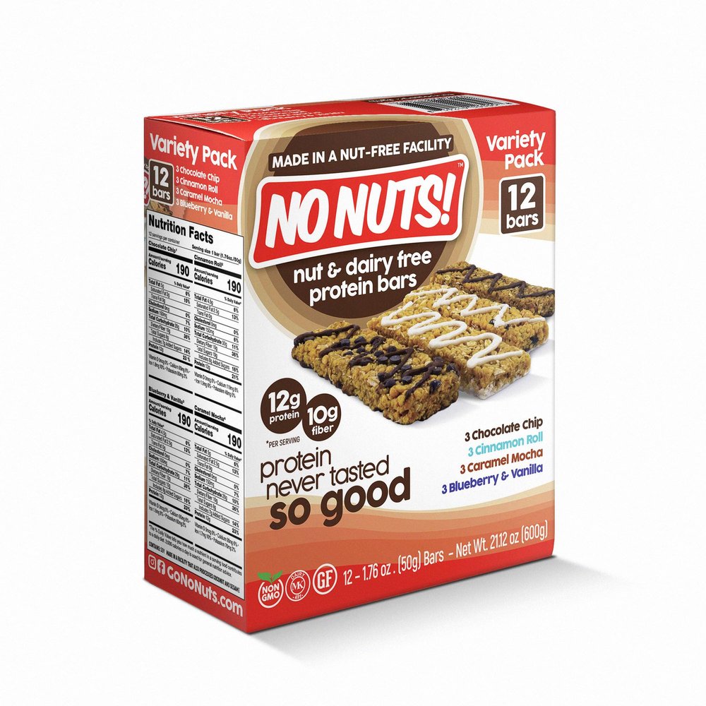 No Nuts! Protein Bar Variety Pack  12 Count | 100% Nut-Free, Dairy-Free, Vegan, Organic, Kosher, Egg-Free, Non-GMO Energy Snack Bars