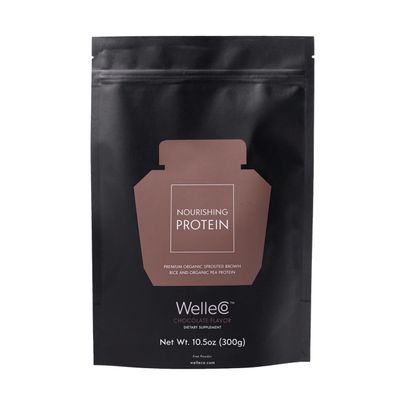 WelleCo Plant-Based Chocolate Protein Powder, Organic Brown Rice & Pea Blend, 16g Protein per Serving, Dairy-Free Supplement for Energy, Recovery & Daily Nutrition, 10.5 oz