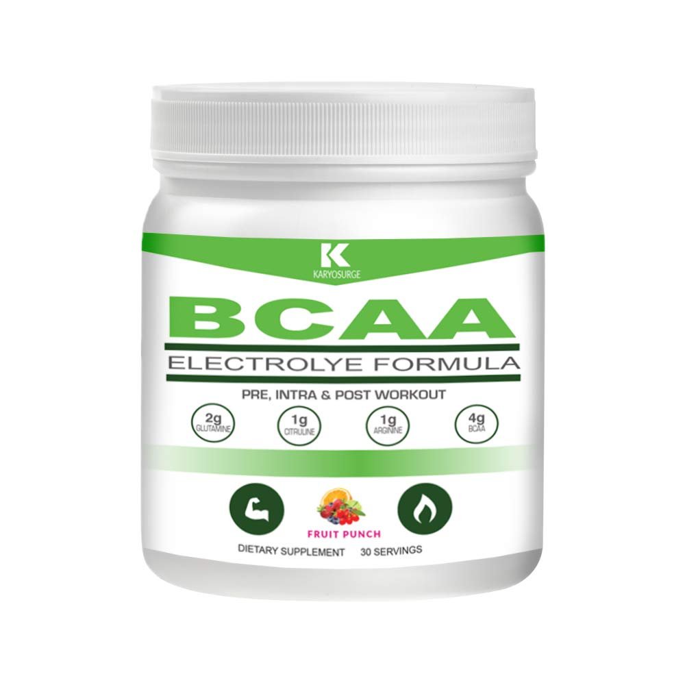 BCAAs by Karyosurge Fruit Punch Flavor Branch Chain Amino Acids 30 Servings