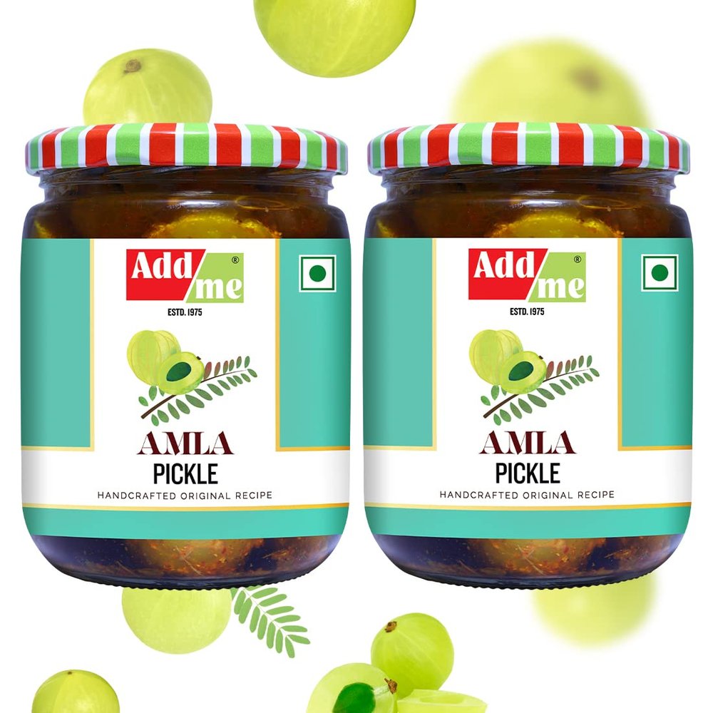 Add me Home Made Amla Pickle Seed less 1Kg Amla ka Achar 500gm + 500gm Glass Jar