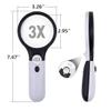 3X 45x Handheld Magnifier Illuminated Reading Magnifying Glass Lens Jewelry Loupe with 3 LED Light Ideal for Reading Newspaper, Crafts, Hobby, Maps, Watch Repair (White+Black) (White + Black) view 2