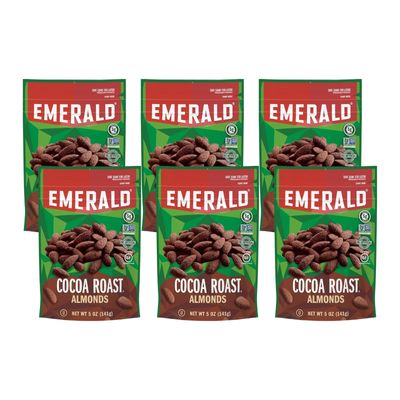 Emerald Nuts Cocoa Roast Almonds, 5 Oz Resealable Bag, Kosher Certified, Non-GMO, Contains No Artificial Preservatives, Flavors or Synthetic Colors (Pack of 6)