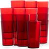 Restaurant Grade, BPA-Free 12oz Red Plastic Cups 24pk. Super Durable, Break Resistant Drinking Glasses for Cafe, Party, Catering. Reusable, Stackable Tumblers with Textured Grip Design view 1