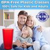 Restaurant Grade, BPA-Free 12oz Red Plastic Cups 24pk. Super Durable, Break Resistant Drinking Glasses for Cafe, Party, Catering. Reusable, Stackable Tumblers with Textured Grip Design view 3