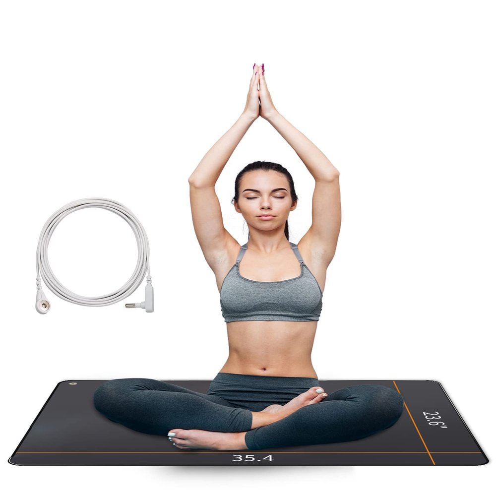 Grounding Mat,35.4x23.6 inches,Reconnect to The Earth EMF Recovery,for Foot Therapy, Universal Grounding Sleep Mat, Grounding Yoga Mat,Improve Energy,Sleep Assist and Helps with Anxiety Black