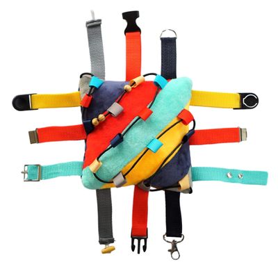 SENSORY4U Buckle Pillow Sensory Fine Motor Development Toy Activity Plushie - OT Therapy Tool Threading Counting Colors Latches Sorting Skills in One - 2nd Edition