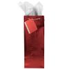 JAM Paper Wine Gift Bags - 5 x 3 1/2 x 13 - Red Foil Vertical Pinstripe - Sold Individually view 4