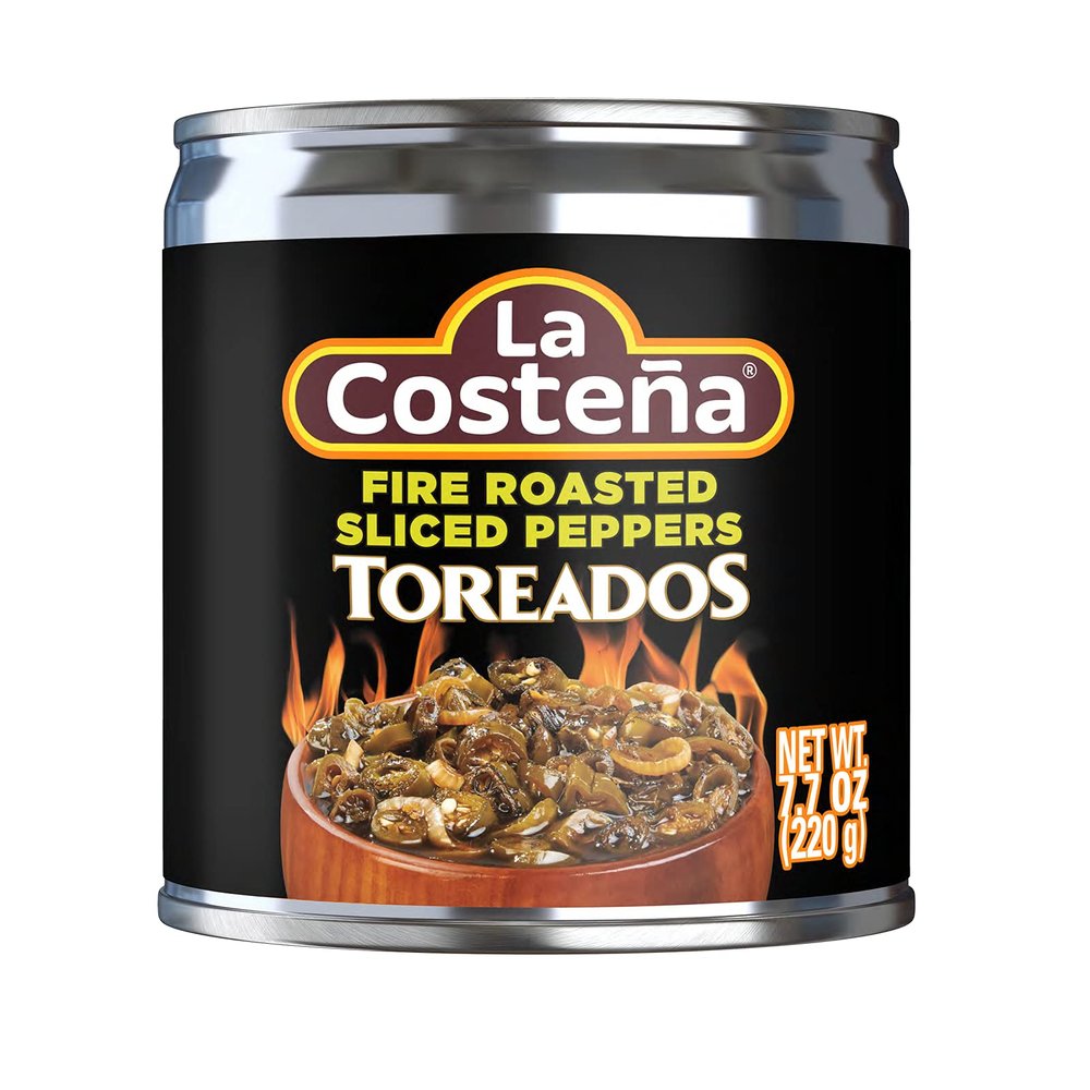La Costea Sliced Serrano Pepper Toreado - Fire Roasted Spicy Green Chiles for Mexican Food, Pico de Gallo, Taco Seasoning, Salsa Verde & Guacamole - Pickled Vegetables - 7.7oz, 12 Pack Canned Chilis