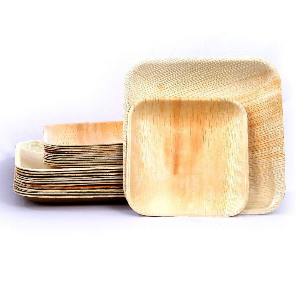 Raj Palm Leaf Plates Plates like Bamboo plates Disposable, Decorative Compostable Tableware for wedding, Lunch, Dinner, Birthday, Camping, Outdoor BBQ, Picnic (9.5"x12 7"x12 (24 Pack))