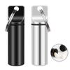 2 Pack Small Pocket Pill Box Keychain, Portable Mini Aluminium Alloy Pill Organizer Case Container for Purse, Waterproof Metal Pill Holder Medicine Bottle for Outdoor Camping Travel (Black & White) view 1