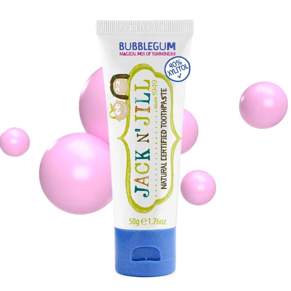 Jack N' Jill Natural Toothpaste for Kids - Fluoride Free Toothpaste, 40% Xylitol, BPA Free - Bubblegum, 1.76 oz (Pack of 1)