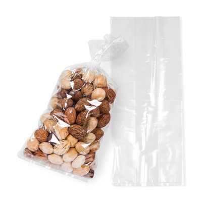 APQ Clear Gusseted Poly Bags, 4 x 2 x 10 Inch. Pack of 1000 Gusseted Plastic Bags 1 Mil Thick for Favors with Open Top. Clear Plastic Bags for Packaging Cookies, Popcorn, Candies, Homemade Bread