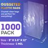 APQ Clear Gusseted Poly Bags, 5 x 3.5 x 12 Inch. Pack of 1000 Gusseted Plastic Bags 1 Mil Thick for Favors with Open Top. Clear Plastic Bags for Packaging Cookies, Popcorn, Candies, Homemade Bread view 2