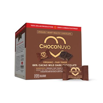 ANDREW LESSMAN ChocoNuvo 66% Cacao 180 Pieces - Organic Fair Trade Mild Dark Chocolate. Beneficial Plant Sterols to Promote Healthy Cholesterol Balance. 26 Calorie Squares, Low Fat, Low Sugar