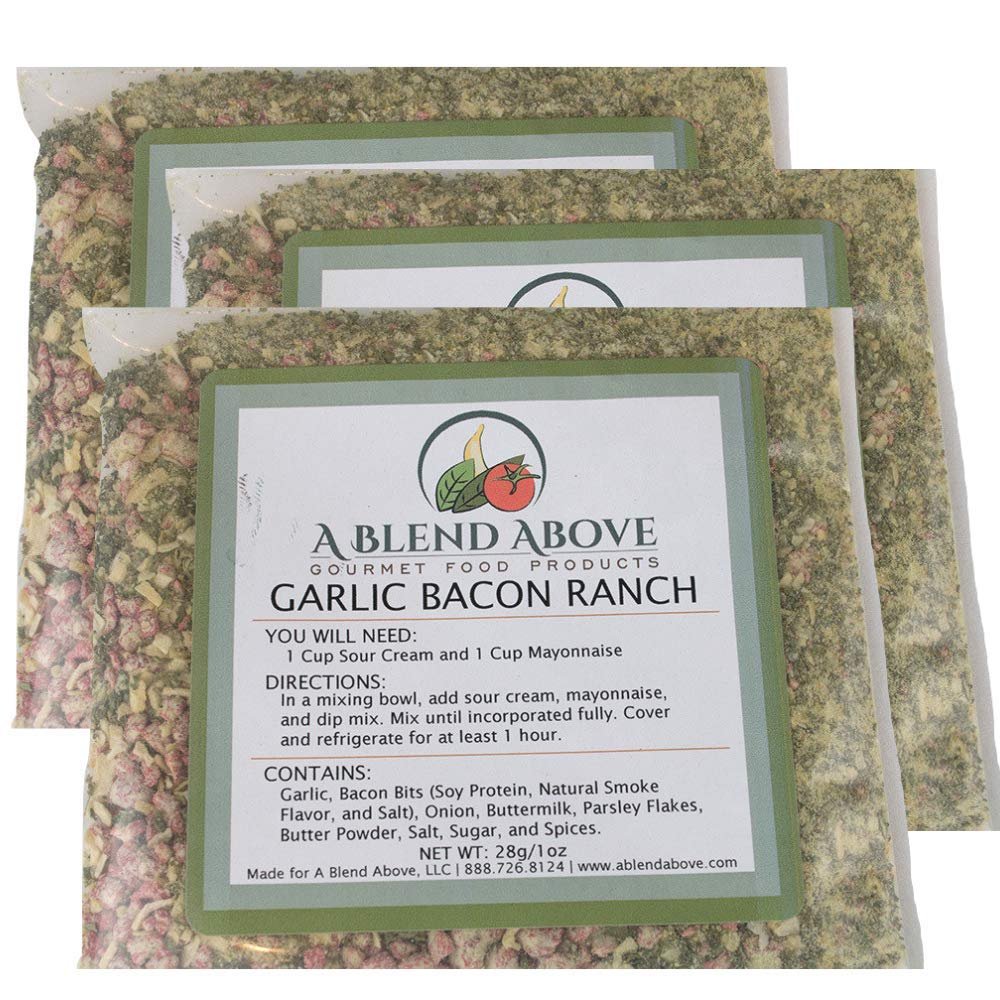 A Blend Above Garlic Bacon Ranch Dip Mix, Seasonings Packet (3 Pack)