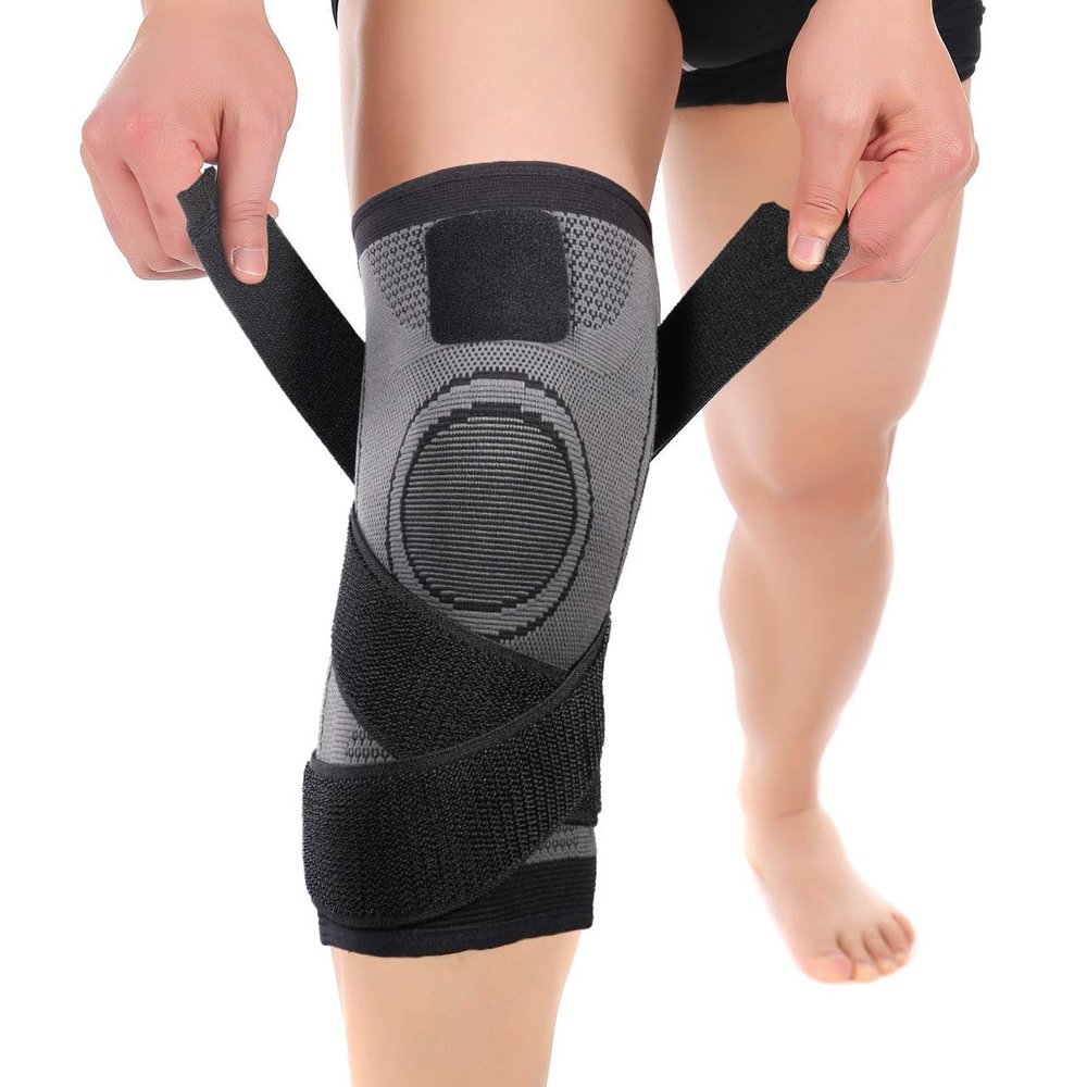Knee Brace Support for Men Women Knee Compression Sleeve Non-Slip for Running, Hiking, Soccer, Basketball for Meniscus Tear Arthritis ACL Single Wrap (L(15.7''-17.7''),Single Grey)