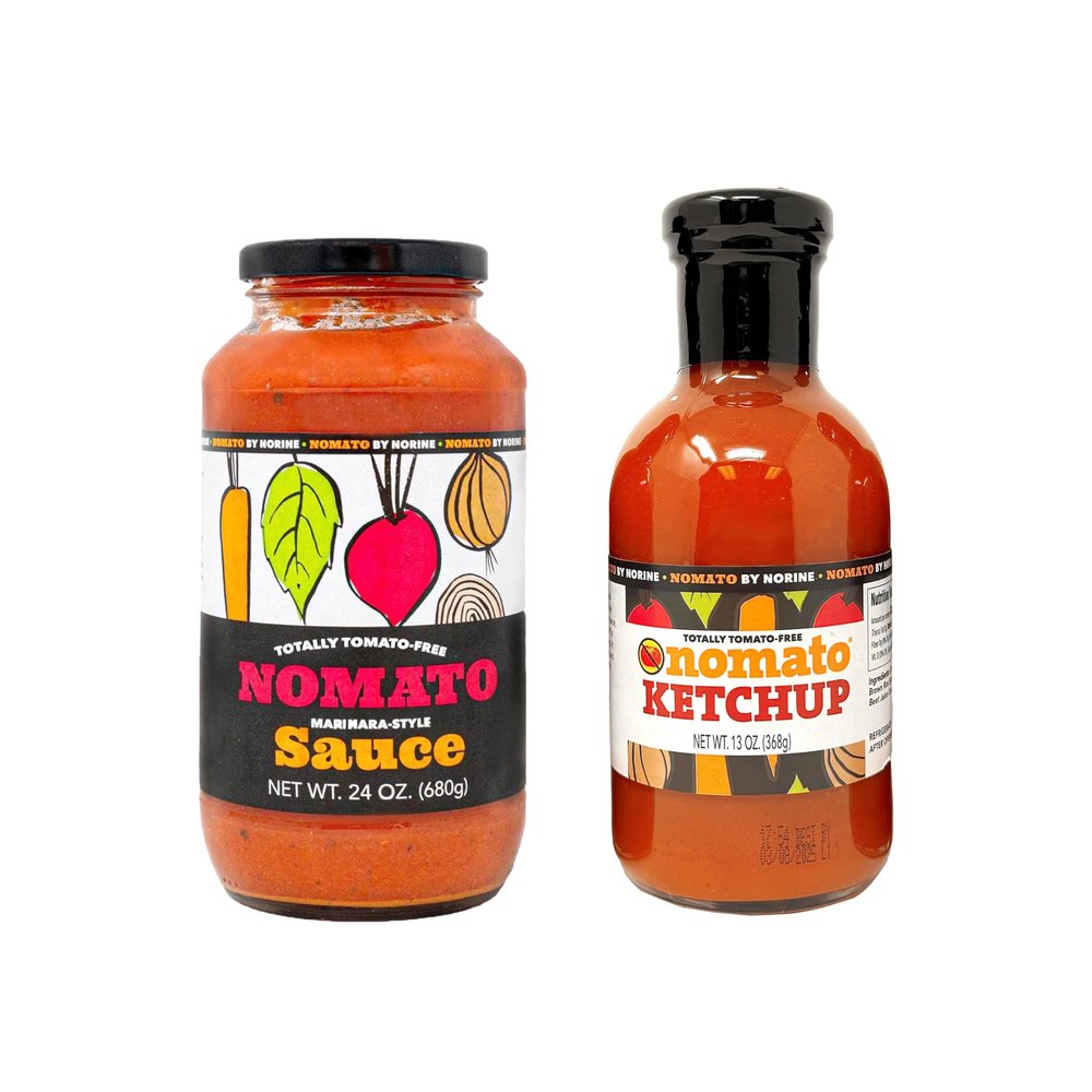 Nomato Bundle Pack Nomato- The Original Tomato Free Marinara Pasta Sauce (24 oz jar) + Nomato - The original all-natural tomato-free ketchup (12 oz bottle)