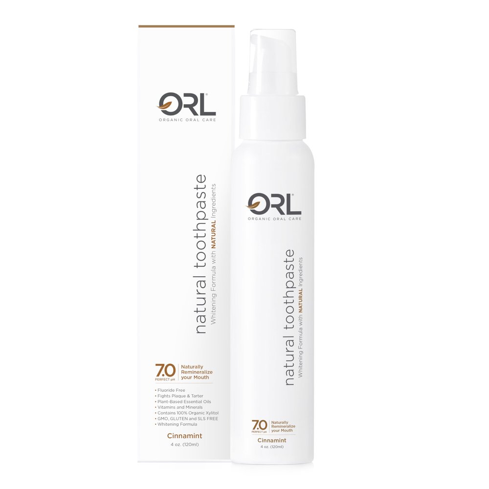 ORL Fluoride-Free, Natural Hydroxyapatite Toothpaste with Organic Xylitol. Helps Strengthen Teeth, Prevent Cavities, Non-Toxic Ingredients. Natural Cinnamint Flavor 4 oz. Made in USA