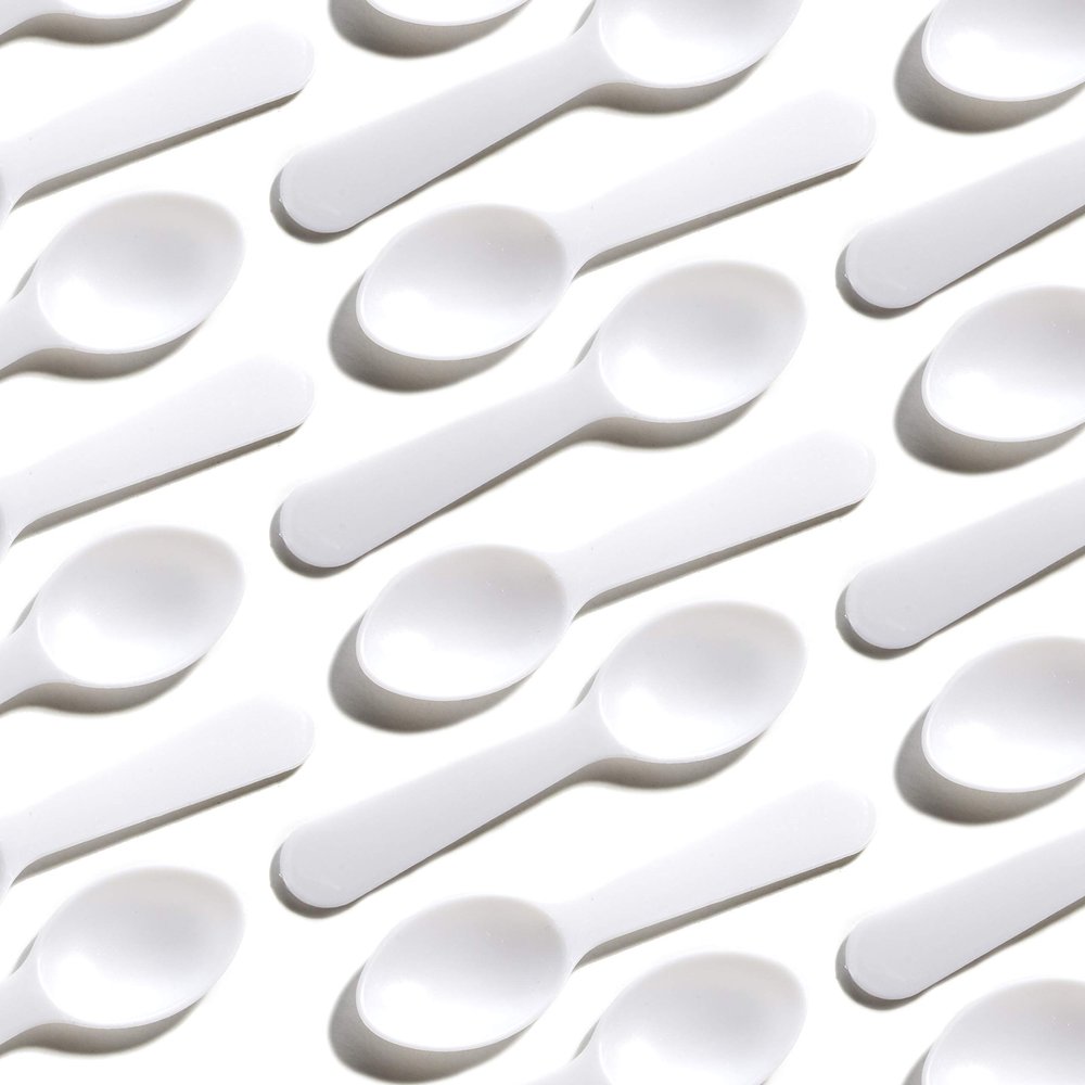 Extra Sturdy, BPA Free 200ct Plastic Tasting Spoons. Disposable Mini Tasters for Small Sampling or Individual Portions of Ice Cream, Sauces and Appetizers. Great for Food Trucks, Parties and Events.
