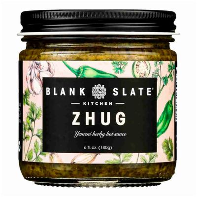 Blank Slate Kitchen Zhug (6 oz) | Spicy Middle Eastern Herby Green Hot Sauce (Yemeni Skhug) | Vegan & Gluten-free | Blend of Jalapenos, Cilantro, Parsley, Garlic, Lemon Juice & Olive Oil