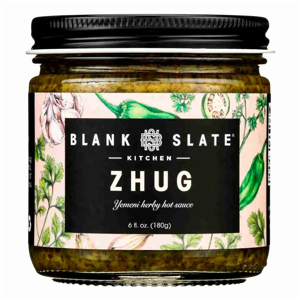 Blank Slate Kitchen Zhug (6 oz) | Spicy Middle Eastern Herby Green Hot Sauce (Yemeni Skhug) | Vegan & Gluten-free | Blend of Jalapenos, Cilantro, Parsley, Garlic, Lemon Juice & Olive Oil
