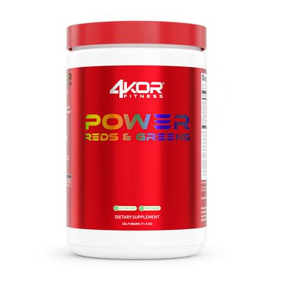 4KOR Fitness Power Reds & Greens: an Energizing Greens Drink Made up of Antioxidant-Rich Superfoods, Gluten-Free and Vegetarian, 30 Servings (1 Bottle)