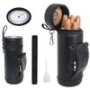 AMANCY Premium Handy Black Built- in Hygrometer Leather Travel Cigar Humidor with Accessory PocketTravel Cigar Case Pouch,Conveniently Carry Lighter and Cutter view 1