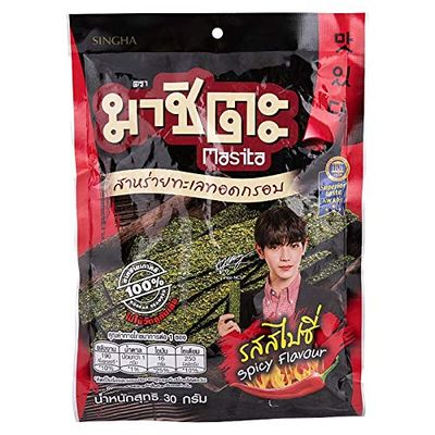 Masita Seaweed Snack, Net weight 30g X 3 Packs (Spicy Flavour)