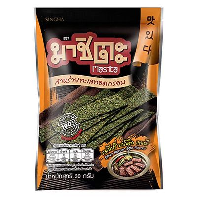 Masita Seaweed Snack, Net weight 30g X 3 Packs (Spicy Korean BBQ Flavour)