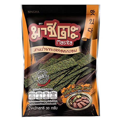 Masita Seaweed Snack, Net weight 30g X 3 Packs (Spicy Korean BBQ Flavour)