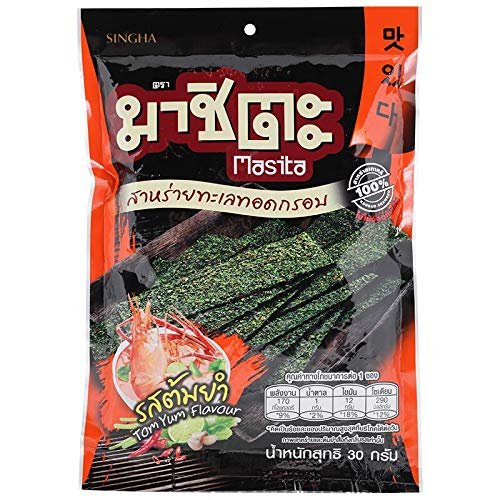 Masita Seaweed Snack, Net weight 30g X 3 Packs (TomYum Flavour)