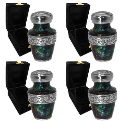 Supernova Galaxy Keepsake Urns for Human Ashes with Velvet Gift Box for Cremation Keepsakes for Ashes - Small Cremation Urn and Small Keepsake Urn Set of 4