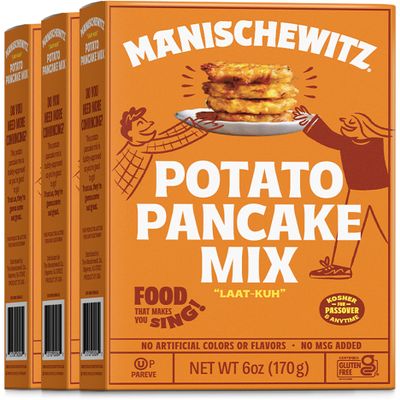 Manischewitz Potato Pancake Mix 6oz (3 Pack) Gluten Free, No MSG, Traditional Style Potato Latke Mix