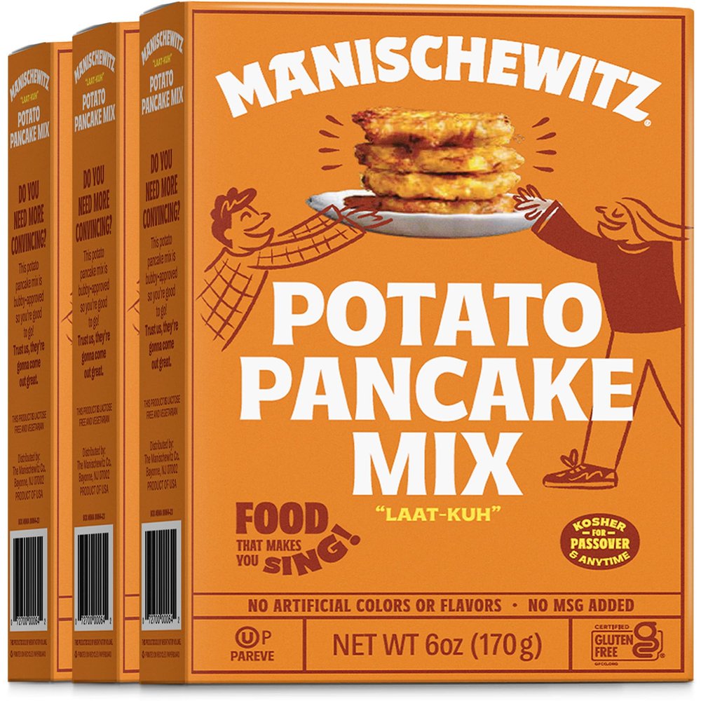 Manischewitz Potato Pancake Mix 6oz (3 Pack) Gluten Free, No MSG, Traditional Style Potato Latke Mix