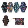 5 Cloth Menstrual Pads 1 Wet Bag M Panty Liners Reusable Washable (Frog Owl Fox, M Panty Liners) view 1