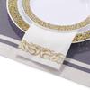 200 Disposable Hand Towels Soft and Absorbent Linen Feel Dinner Napkin Durable Decorative Bathroom Hand Napkins Good for Kitchen, Thanksgiving, Parties, Weddings, Dinners or Events White and Gold view 3