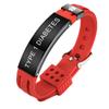 MOWOM Medical Bracelet Custom Engraved Silicone Adjustable Sport ID Identification Alert Stainless Steel - Bundle with Emergency Card, Holder (Red, Type 1 Diabetes) view 1