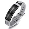 MOWOM Medical Bracelet Custom Engraved Silicone Adjustable Sport ID Identification Alert Stainless Steel - Bundle with Emergency Card, Holder (Grey, Penicillin Allergy) view 1