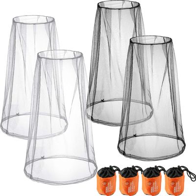 HESTYA 4 Pack Mosquito Net Face Mesh Protecting Net for Outdoor Hiking Camping Climbing Mosquito Fly Insects Preventing(Black, Gray)